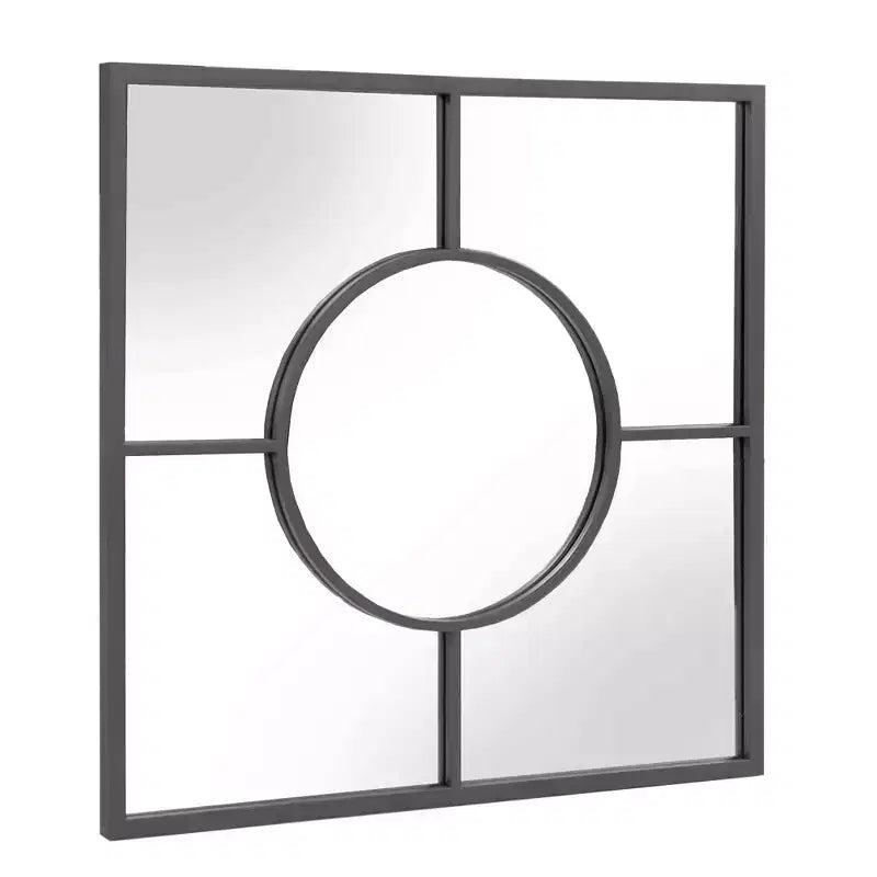 Specchio da parete quadrato geometrico 60x60 cm – Cornice in metallo grafite