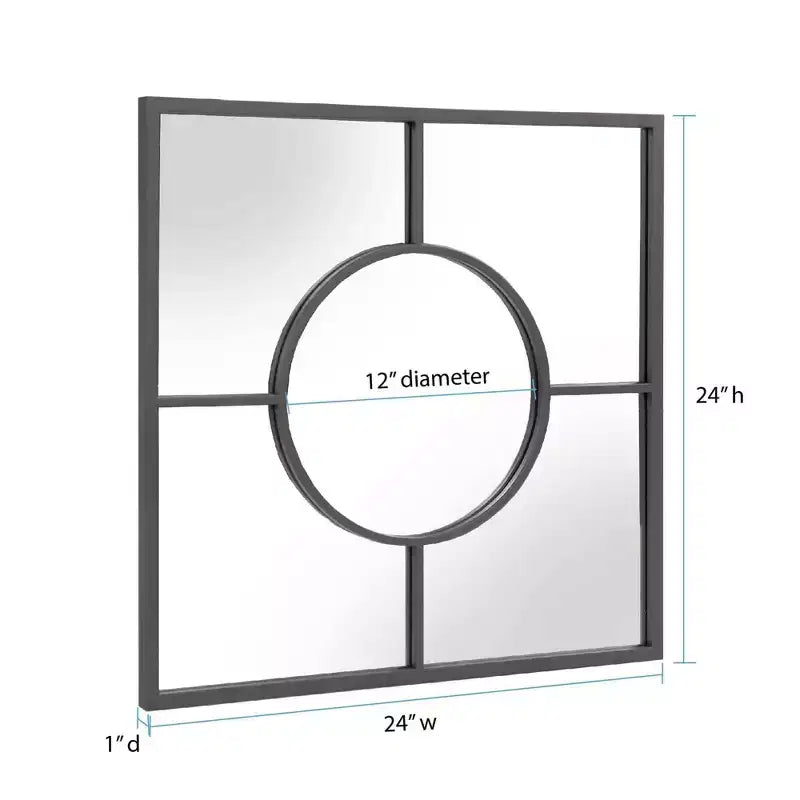 Specchio da parete quadrato geometrico 60x60 cm – Cornice in metallo grafite