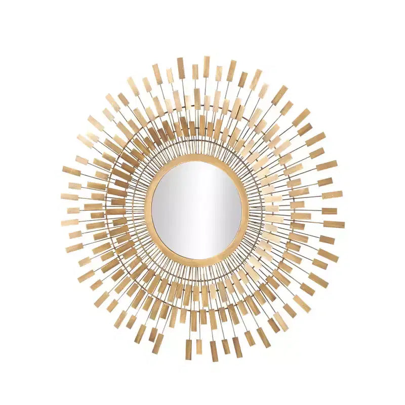 Specchio da parete a raggiera in metallo 81x81 cm – Cornice in ferro, nessun assemblaggio richiesto