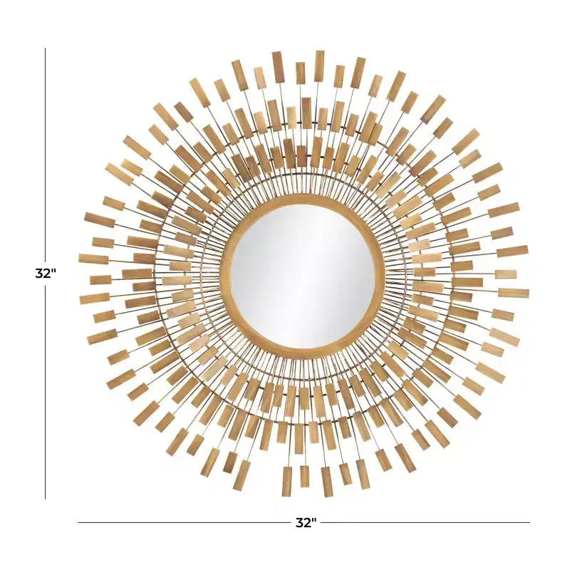 Specchio da parete a raggiera in metallo 81x81 cm – Cornice in ferro, nessun assemblaggio richiesto
