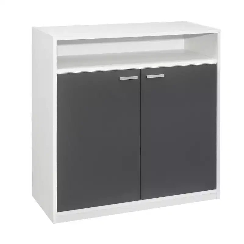 Scarpiera a 2 ante con ripiano aperto – Bianco e Grigio