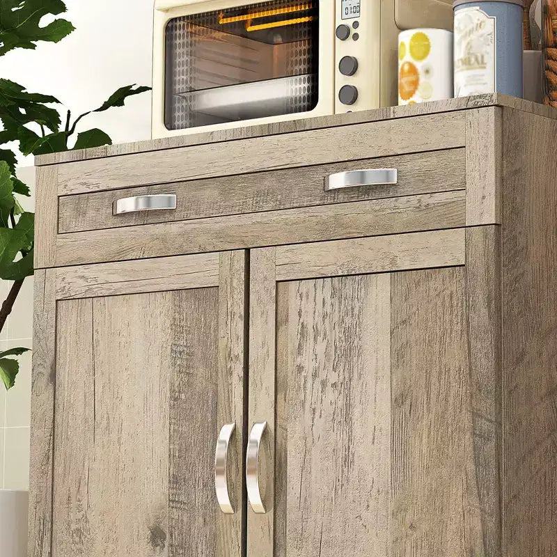 Credenza da 170 cm con cristalliera – Ante in vetro, ripiani e cassetti per dispensa da cucina