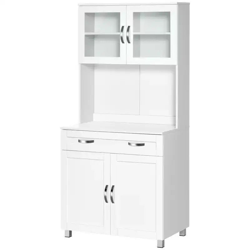 Credenza da 170 cm con cristalliera – Ante in vetro, ripiani e cassetti per dispensa da cucina