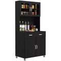 Credenza da 170 cm con cristalliera – Ante in vetro, ripiani e cassetti per dispensa da cucina
