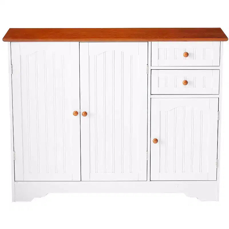 Mobile Credenza da Cucina a 3 Ante in Legno – Finitura Bianco e Noce