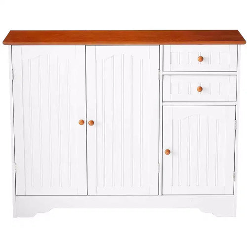 Mobile Credenza da Cucina a 3 Ante in Legno – Finitura Bianco e Noce