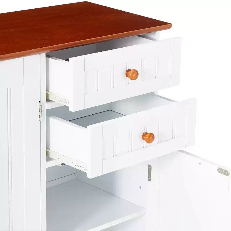 Mobile Credenza da Cucina a 3 Ante in Legno – Finitura Bianco e Noce