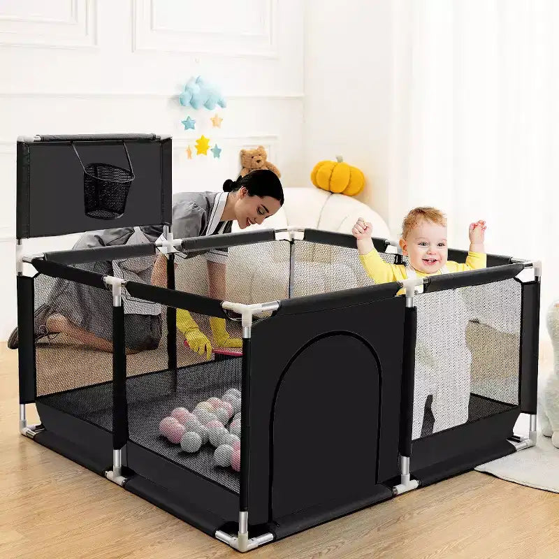 Box per bambini a 4 pannelli 50x50 con canestro da basket – Box portatile