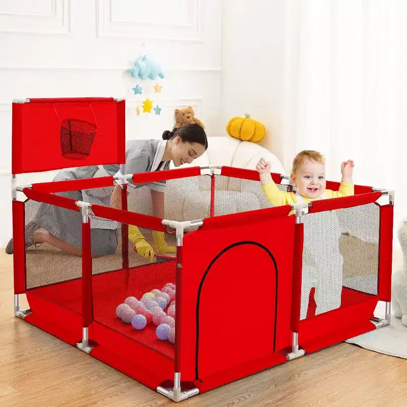 Box per bambini a 4 pannelli 50x50 con canestro da basket – Box portatile