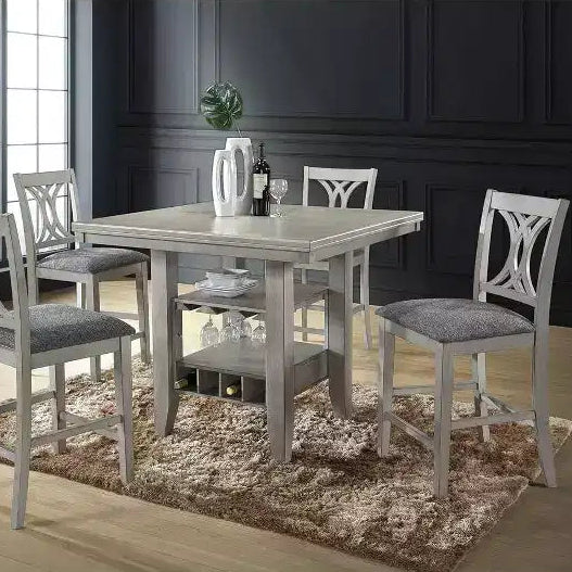 Sgabelli da pranzo altezza bancone – Bianco laccato, set da 2