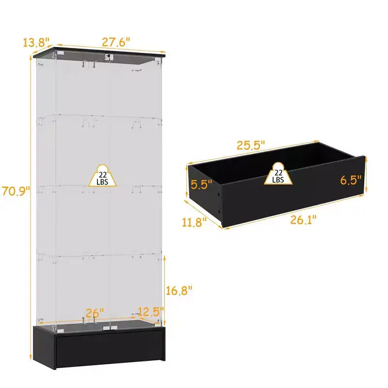 Vetrinetta Nera a 2 Ante e 1 Cassetto – Libreria Moderna