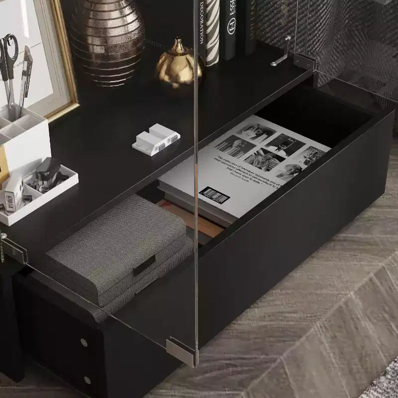 Vetrinetta Nera a 2 Ante e 1 Cassetto – Libreria Moderna
