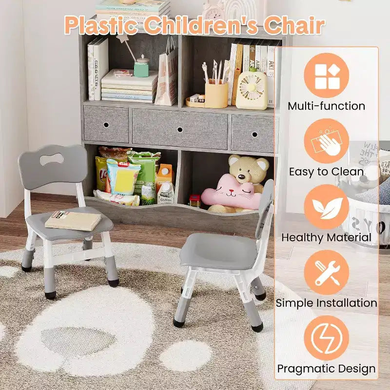 Sedie per bambini, sedie da scuola materna in plastica regolabili in 3 altezze, carico massimo 81 kg, per casa, scuola, interni/esterni (2-8 anni)