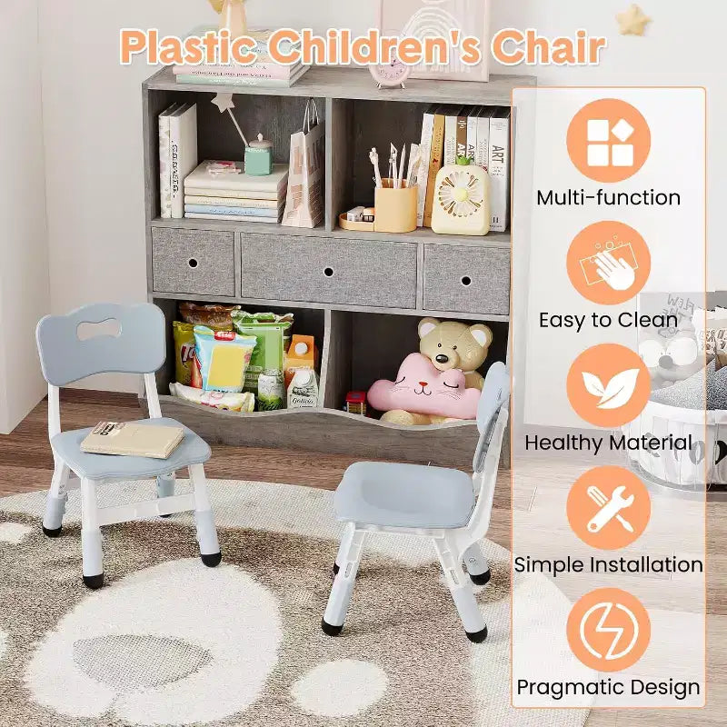Sedie per bambini, sedie da scuola materna in plastica regolabili in 3 altezze, carico massimo 81 kg, per casa, scuola, interni/esterni (2-8 anni)