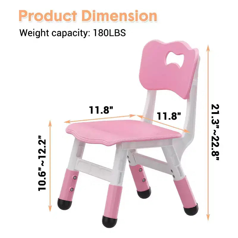 Sedie per bambini, sedie da scuola materna in plastica regolabili in 3 altezze, carico massimo 81 kg, per casa, scuola, interni/esterni (2-8 anni)
