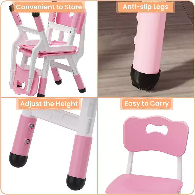 Sedie per bambini, sedie da scuola materna in plastica regolabili in 3 altezze, carico massimo 81 kg, per casa, scuola, interni/esterni (2-8 anni)