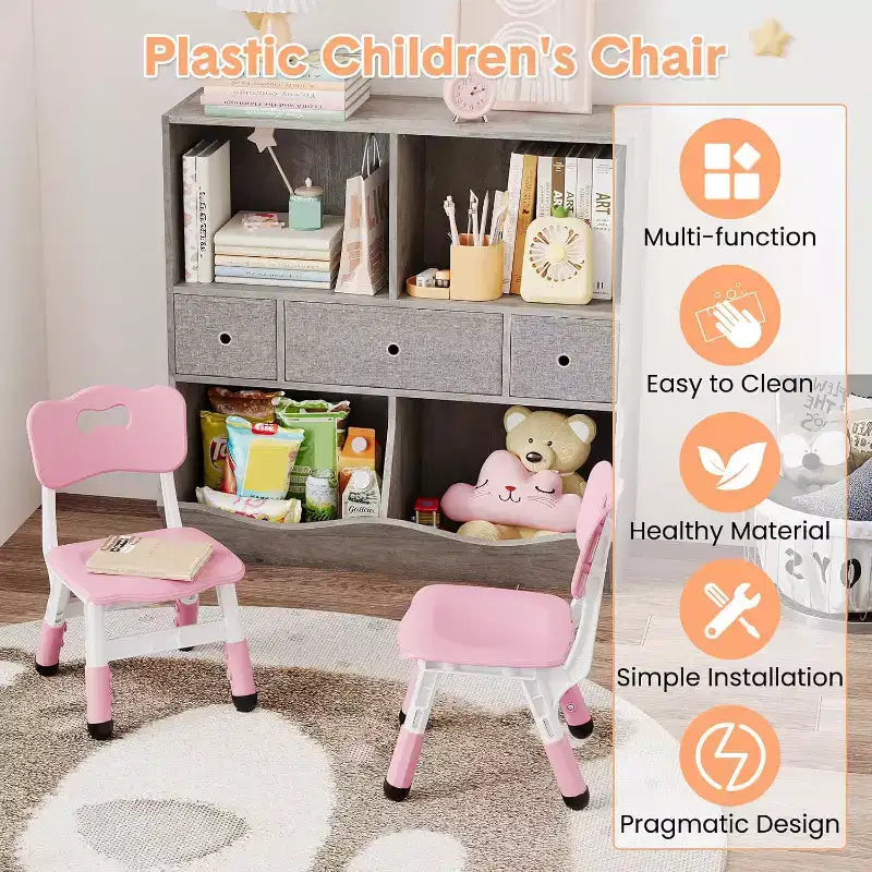 Sedie per bambini, sedie da scuola materna in plastica regolabili in 3 altezze, carico massimo 81 kg, per casa, scuola, interni/esterni (2-8 anni)