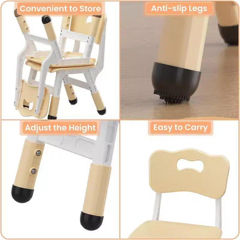 Sedie per bambini, sedie da scuola materna in plastica regolabili in 3 altezze, carico massimo 81 kg, per casa, scuola, interni/esterni (2-8 anni)