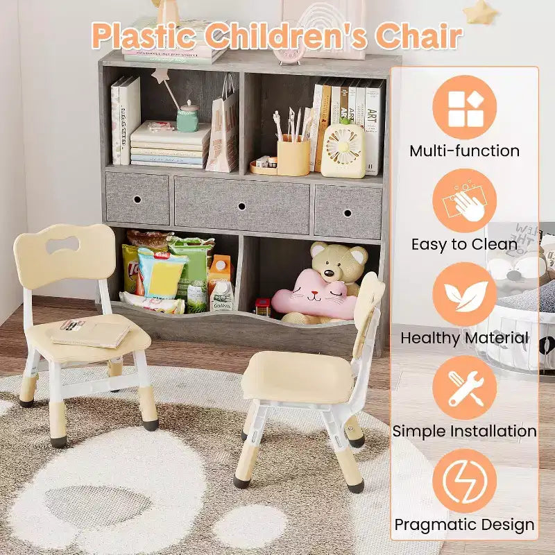 Sedie per bambini, sedie da scuola materna in plastica regolabili in 3 altezze, carico massimo 81 kg, per casa, scuola, interni/esterni (2-8 anni)