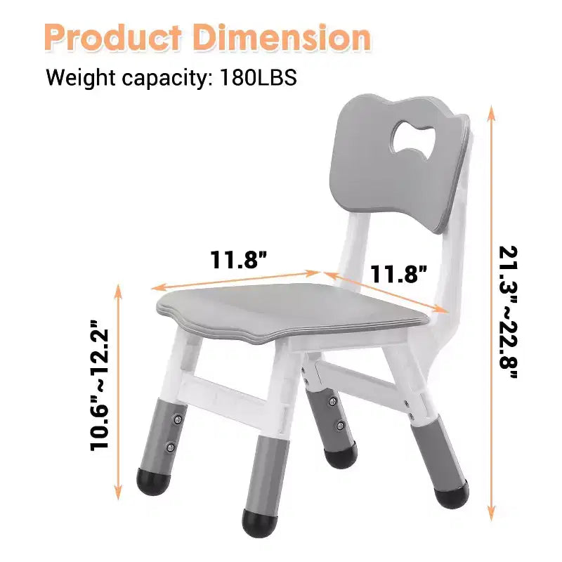 Sedie per bambini, sedie da scuola materna in plastica regolabili in 3 altezze, carico massimo 81 kg, per casa, scuola, interni/esterni (2-8 anni)
