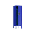 Single Tier Locker Steel Storage Cabinet With 2 Separate Compartments For Home Office School Gym Bedroom, Blue
