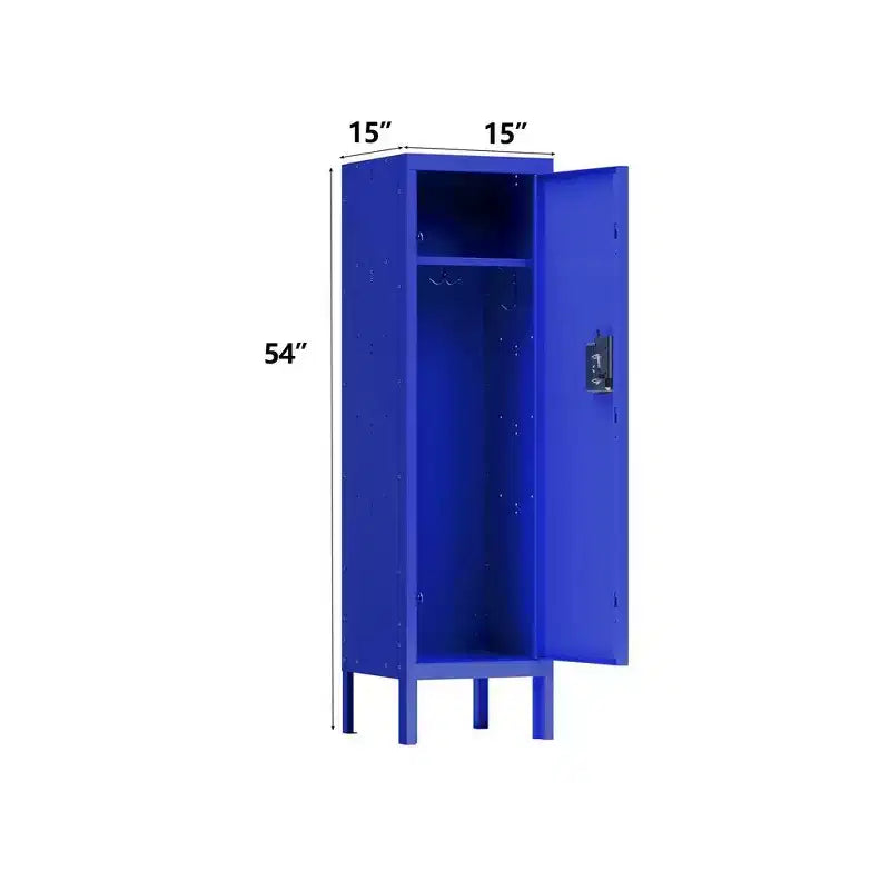 Armadietto in Acciaio a Un Ripiano con 2 Scomparti Separati per Casa Ufficio Scuola Palestra Camera da Letto, Blu