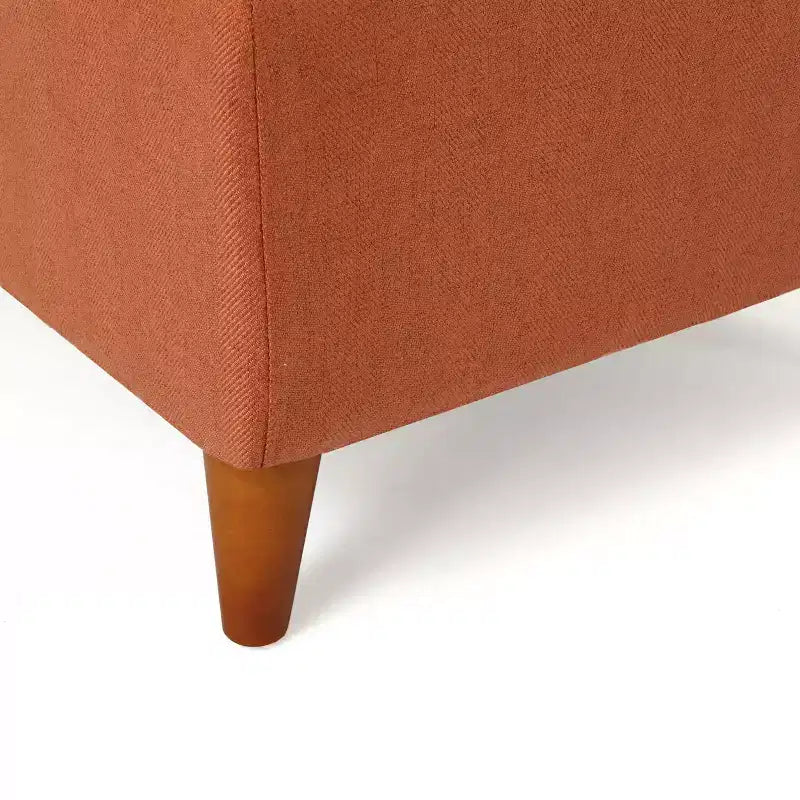 Pouf/Contenitore con Bottoni e Gambe in Legno Massello – Coperchio con Cerniere