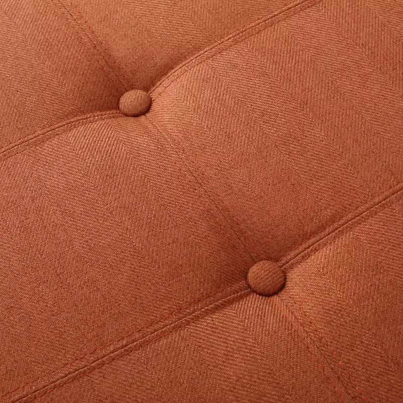 Pouf/Contenitore con Bottoni e Gambe in Legno Massello – Coperchio con Cerniere