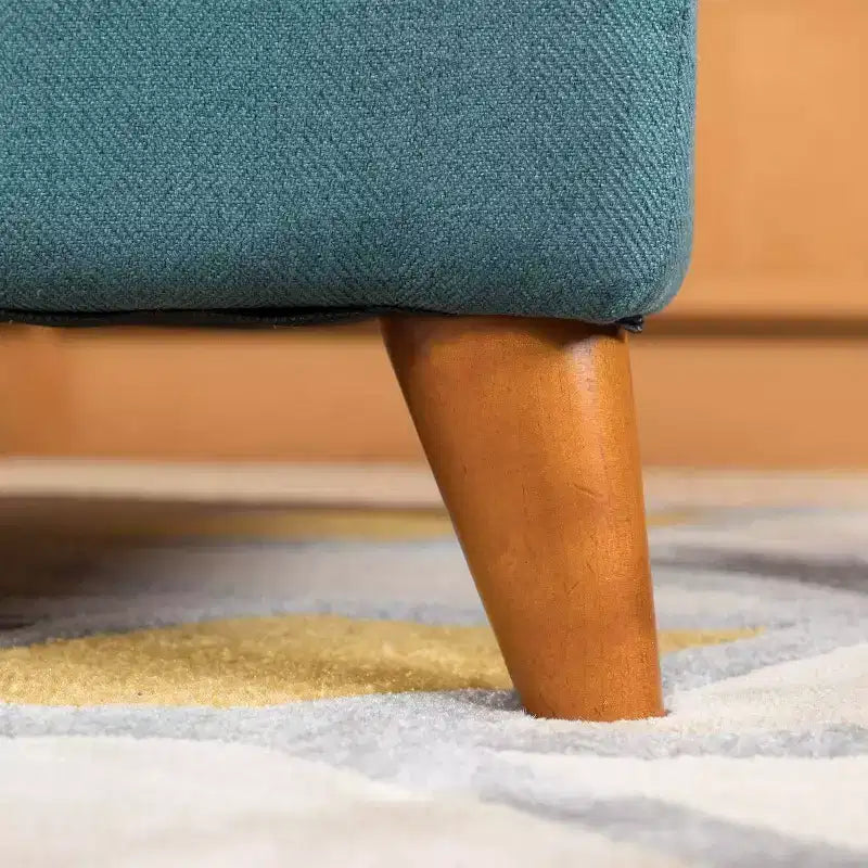 Pouf/Contenitore con Bottoni e Gambe in Legno Massello – Coperchio con Cerniere