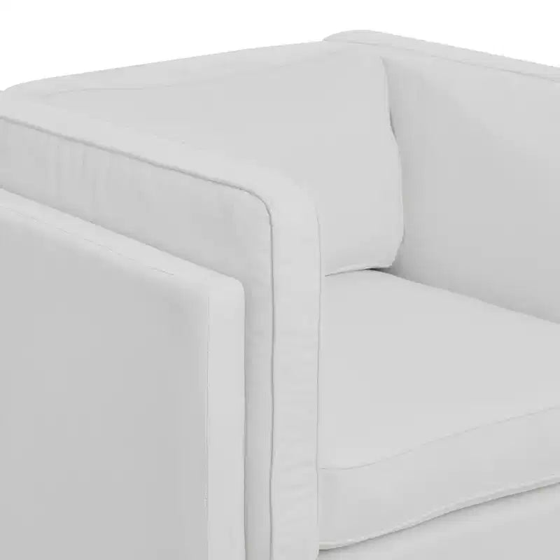 Poltrona moderna imbottita con braccioli alti – Bianco Costa, telaio in acciaio