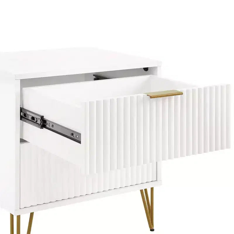 Dumbo comodino a 2 cassetti – Tavolino da notte moderno in MDF bianco