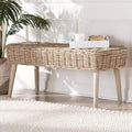 Panca d'appoggio Raisa Natural Kubu Rattan e Legno di Acacia – Grigio