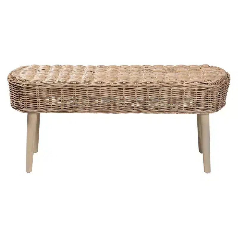 Panca d'appoggio Raisa Natural Kubu Rattan e Legno di Acacia – Grigio