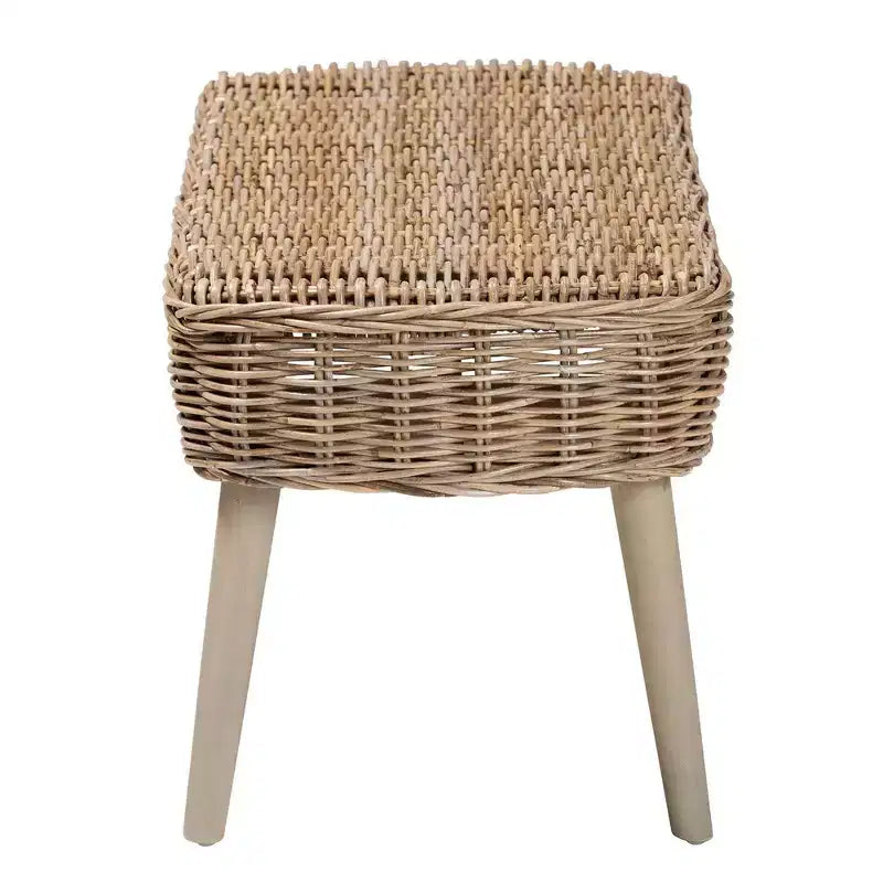 Panca d'appoggio Raisa Natural Kubu Rattan e Legno di Acacia – Grigio