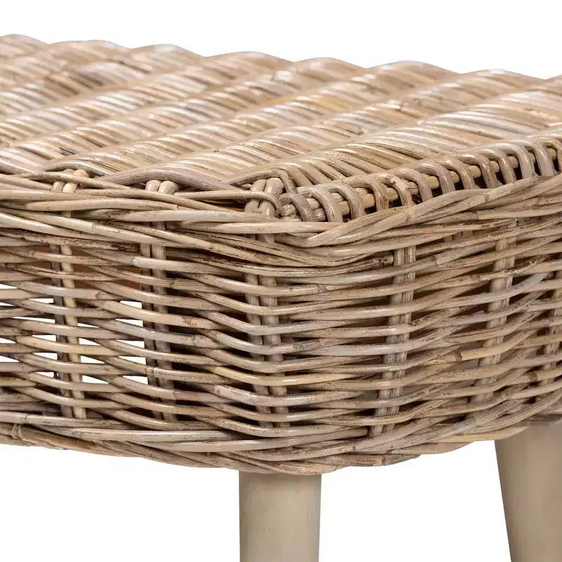 Panca d'appoggio Raisa Natural Kubu Rattan e Legno di Acacia – Grigio