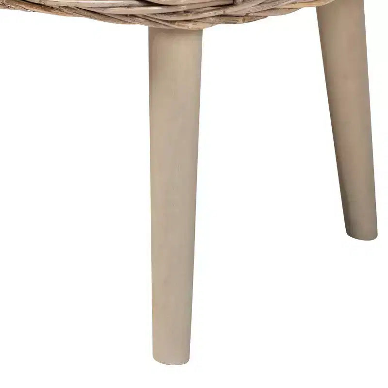 Panca d'appoggio Raisa Natural Kubu Rattan e Legno di Acacia – Grigio