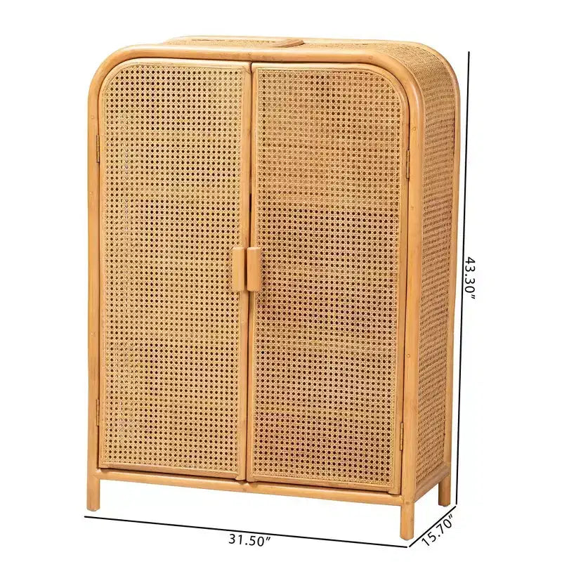 Mobile contenitore in rattan a 2 ante – Finitura miele chiaro, nessun assemblaggio richiesto