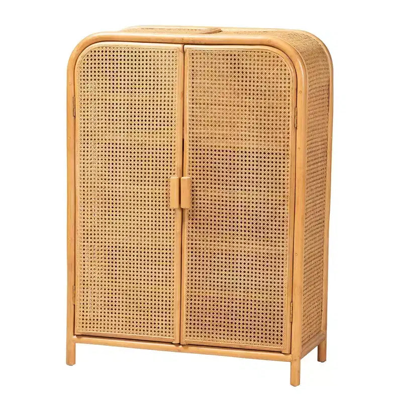 Mobile contenitore in rattan a 2 ante – Finitura miele chiaro, nessun assemblaggio richiesto