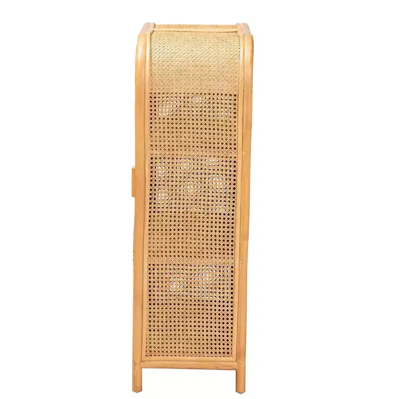 Mobile contenitore in rattan a 2 ante – Finitura miele chiaro, nessun assemblaggio richiesto
