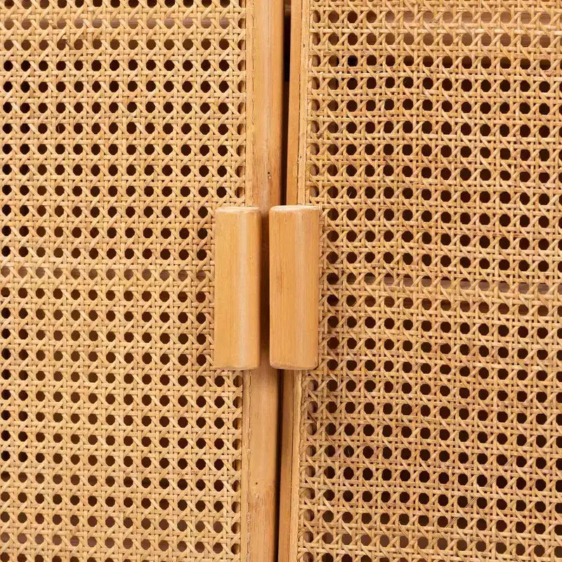 Mobile contenitore in rattan a 2 ante – Finitura miele chiaro, nessun assemblaggio richiesto