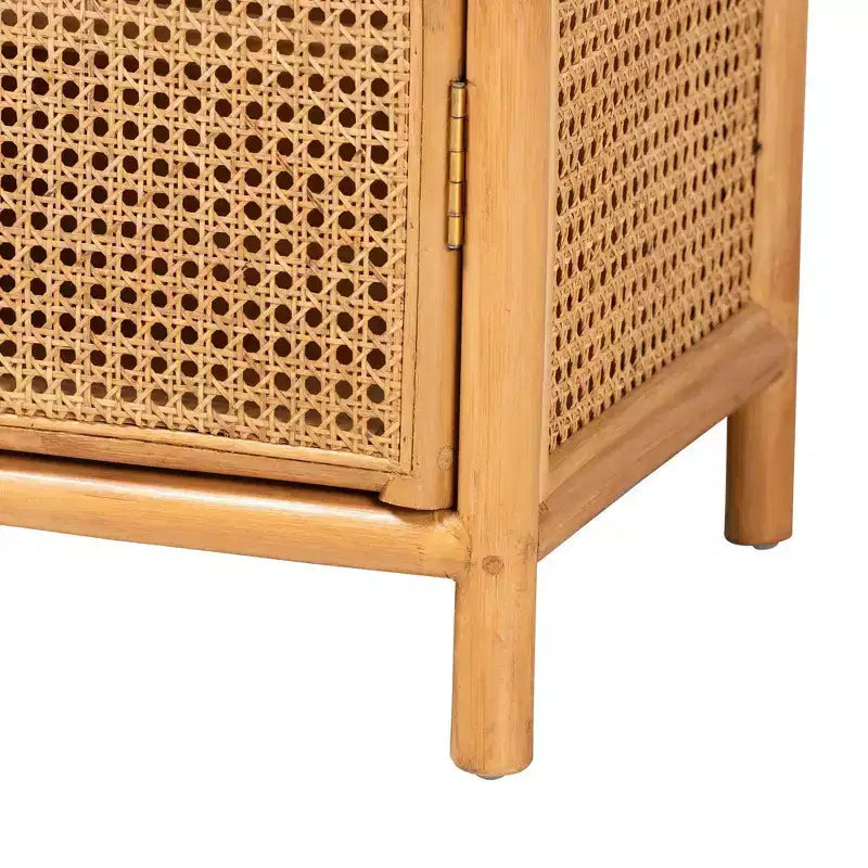 Mobile contenitore in rattan a 2 ante – Finitura miele chiaro, nessun assemblaggio richiesto