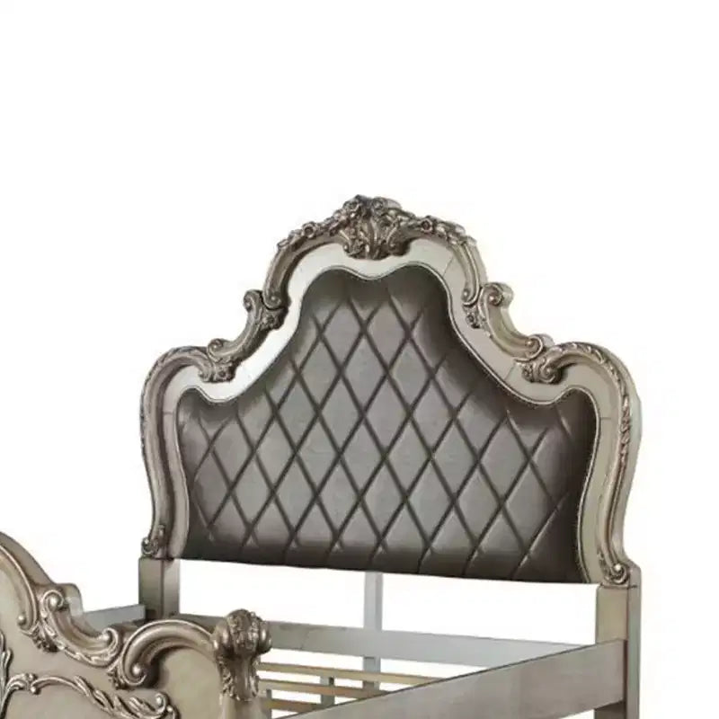 Letto Queen 92" in pelle sintetica – Finitura Bianco Osso Vintage