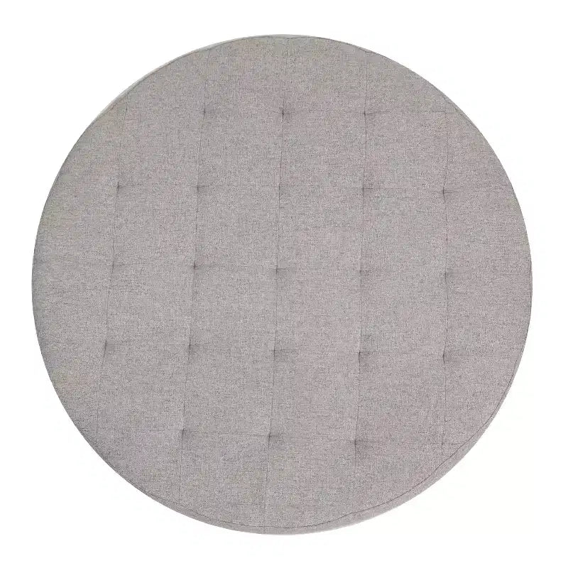 Flash Furniture Ashton Poggiapiedi rotondo imbottito in cotone e lino da 34" con struttura in metallo