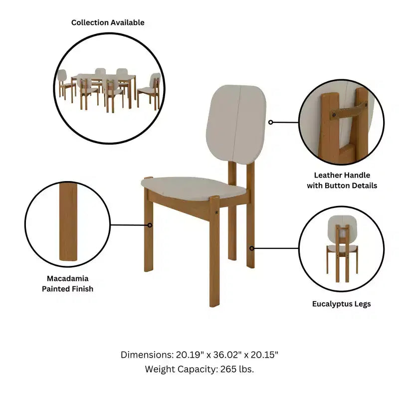 Manhattan Comfort Set di 4 Sedie da Pranzo Gales Mid-Century Modern con Gambe in Legno Massello