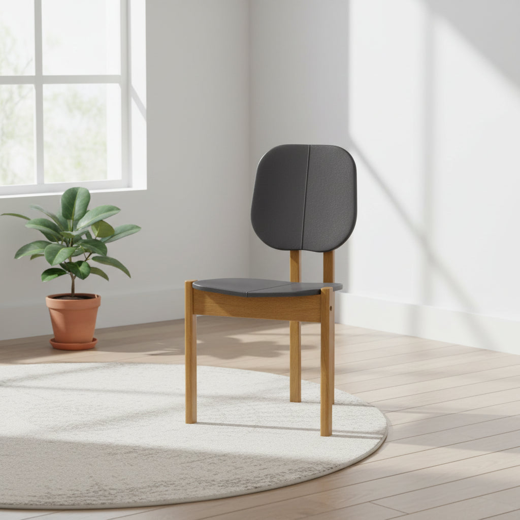 Manhattan Comfort Set di 4 Sedie da Pranzo Gales Mid-Century Modern con Gambe in Legno Massello
