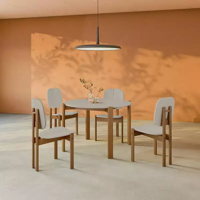 Manhattan Comfort Set di 4 Sedie da Pranzo Gales Mid-Century Modern con Gambe in Legno Massello