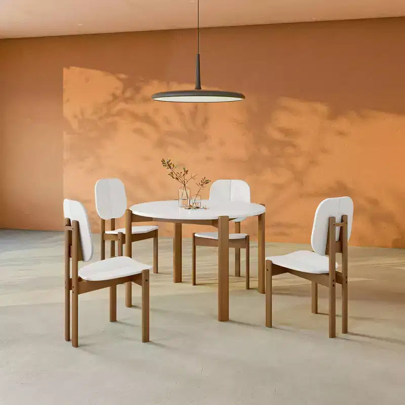 Manhattan Comfort Set di 4 Sedie da Pranzo Gales Mid-Century Modern con Gambe in Legno Massello
