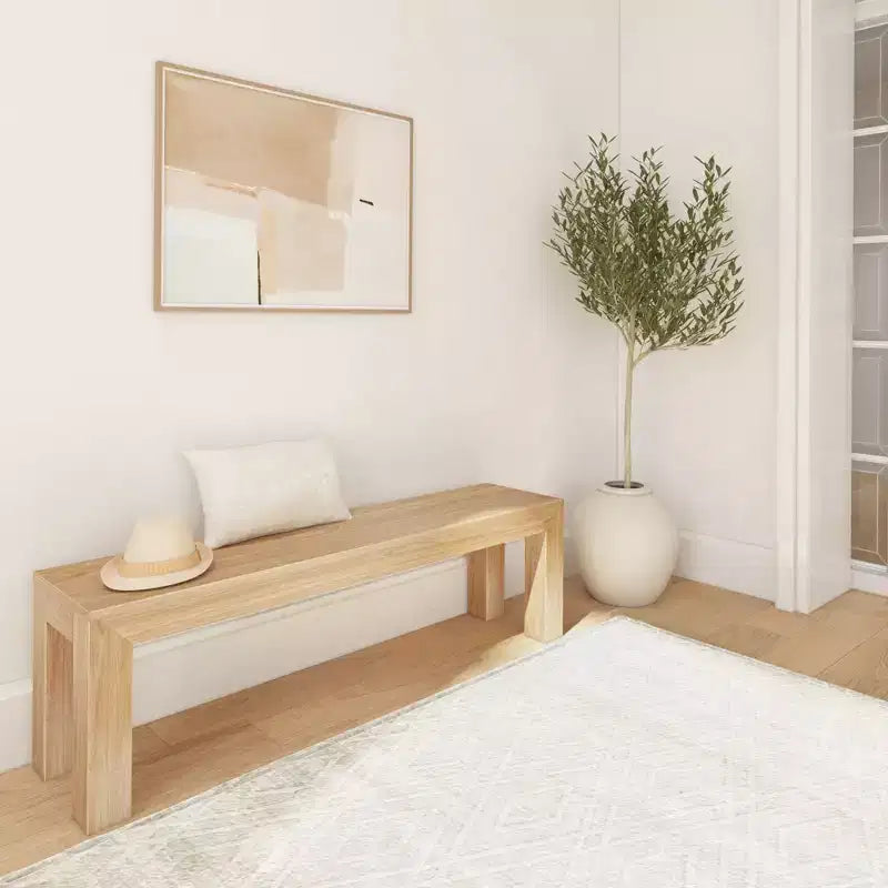 Panca da pranzo in legno massello da 60" – Stile moderno Pecan Wirebrush