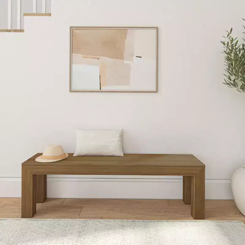 Panca da pranzo in legno massello da 60" – Stile moderno Pecan Wirebrush