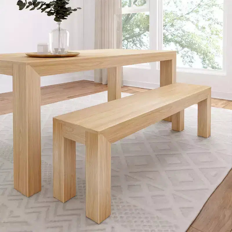 Panca da pranzo in legno massello da 60" – Stile moderno Pecan Wirebrush